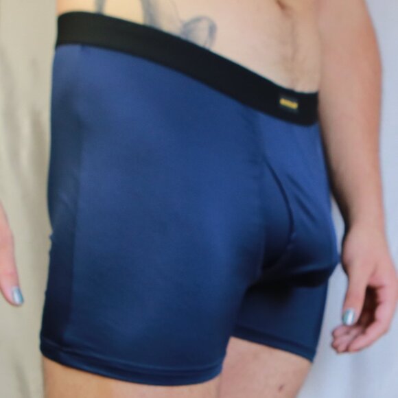 Rustler from Wrangler Navy Blue Satin Stretch Dual Lined Pouch Boxer Briefs XXL - Picture 3 of 10